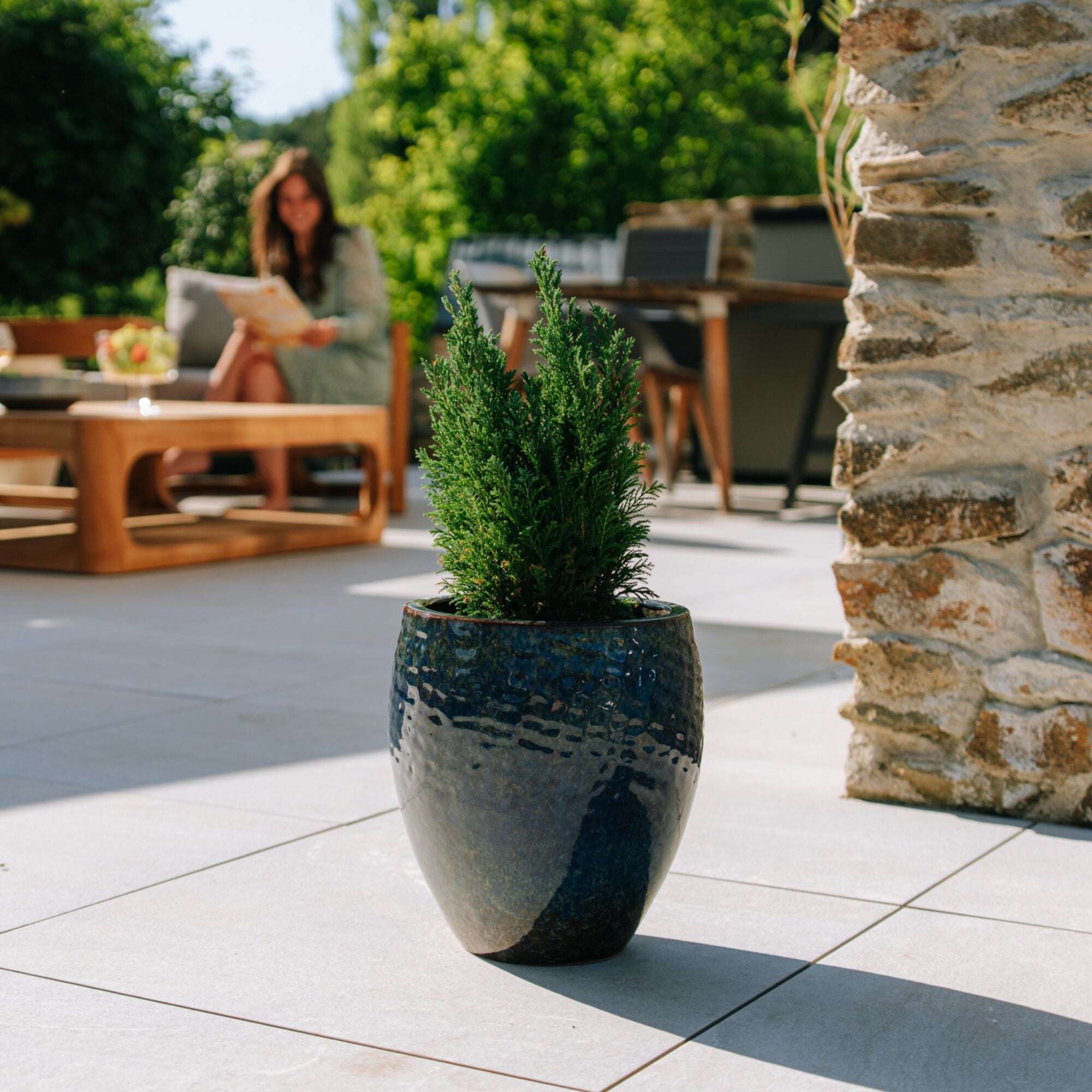 Pot POSEIDON2 28x31cm bleu abysse Provencelia