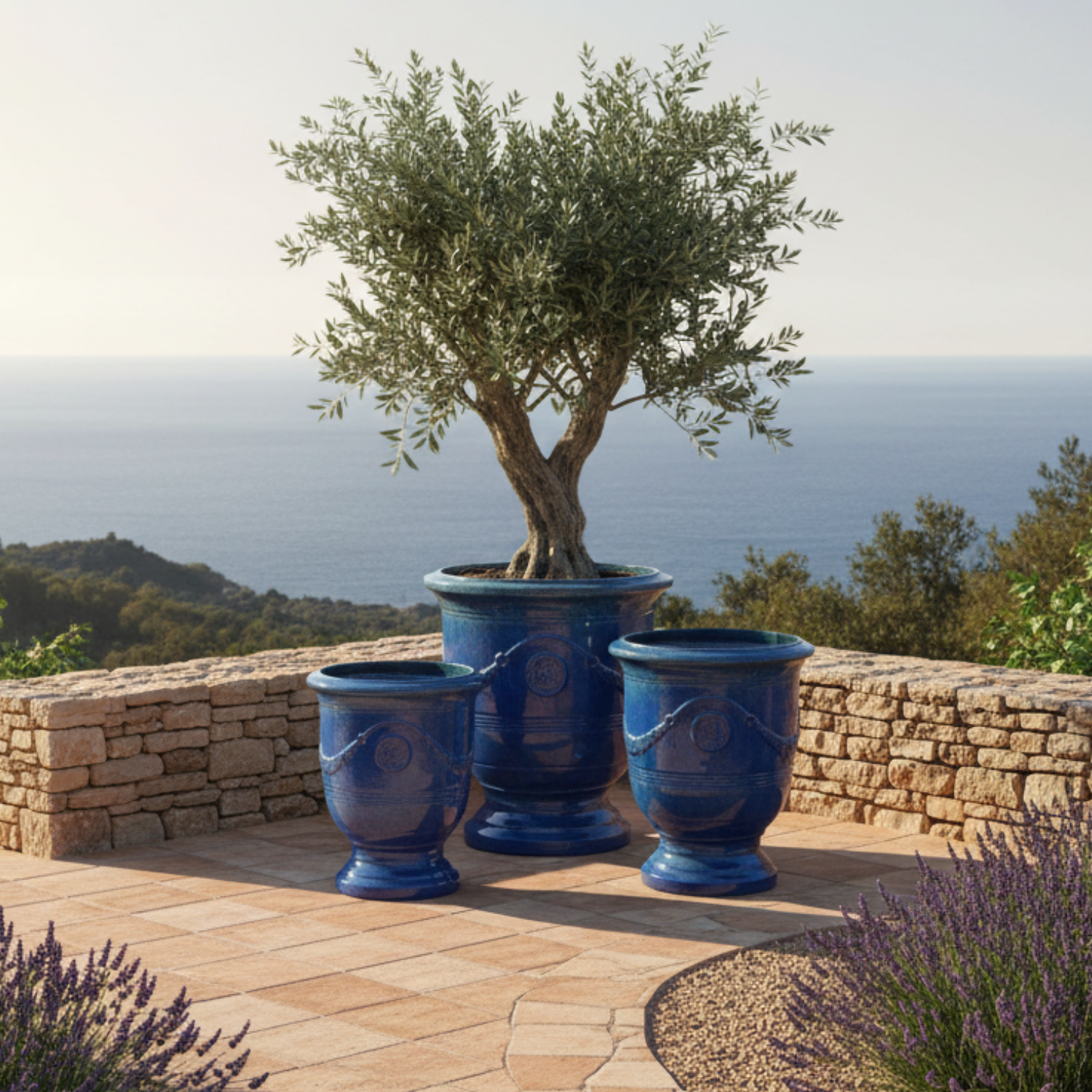 Pot RICHELIEU 58x70cm bleu outremer Provencelia