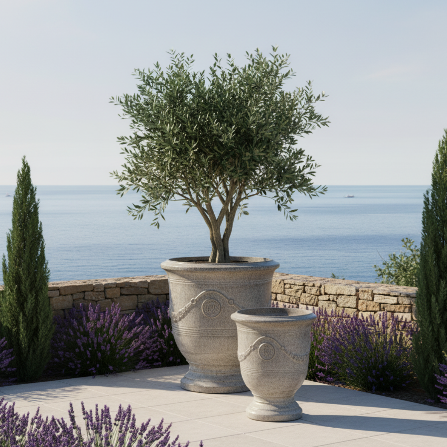 Pot RICHELIEU 58x70cm tigre blanc Provencelia