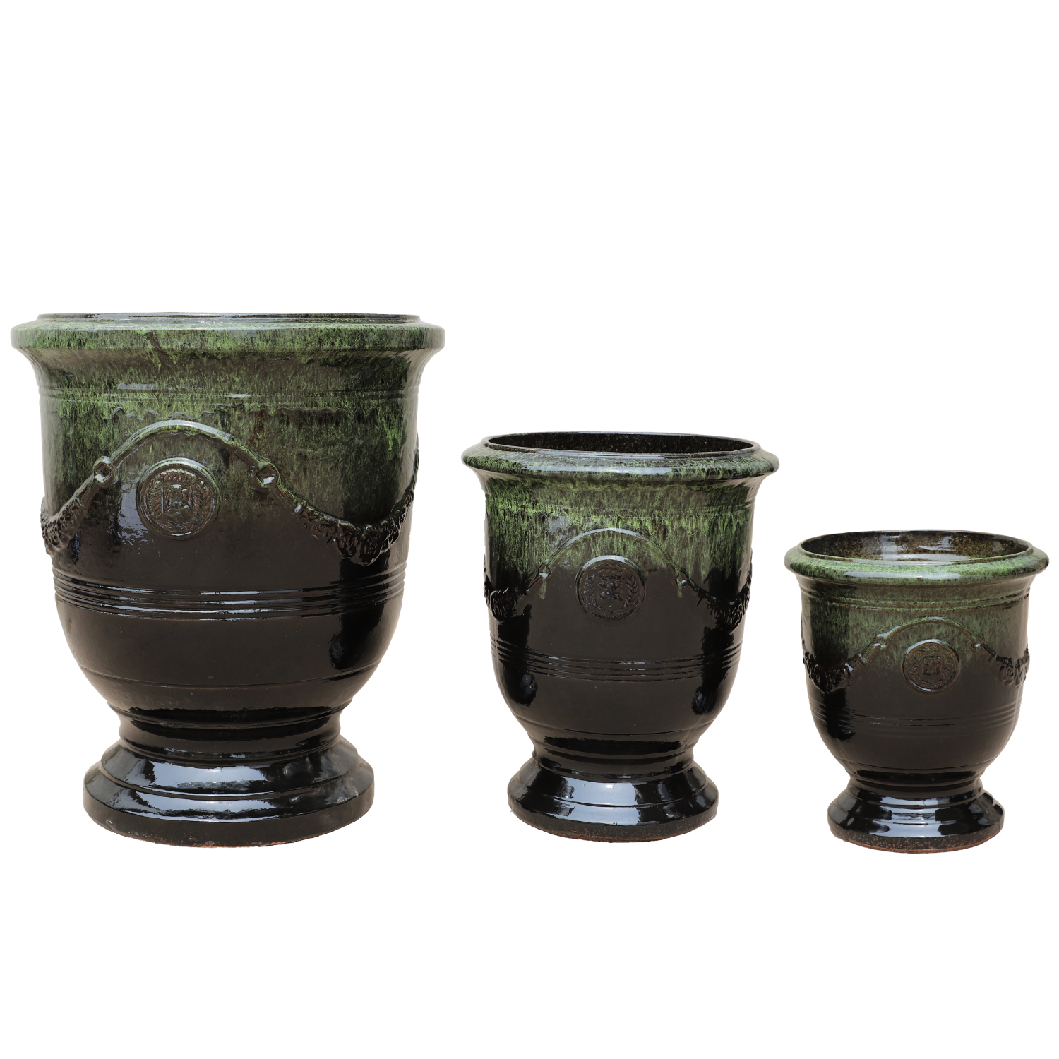 Pot RICHELIEU 58x70cm vert sur noir Provencelia