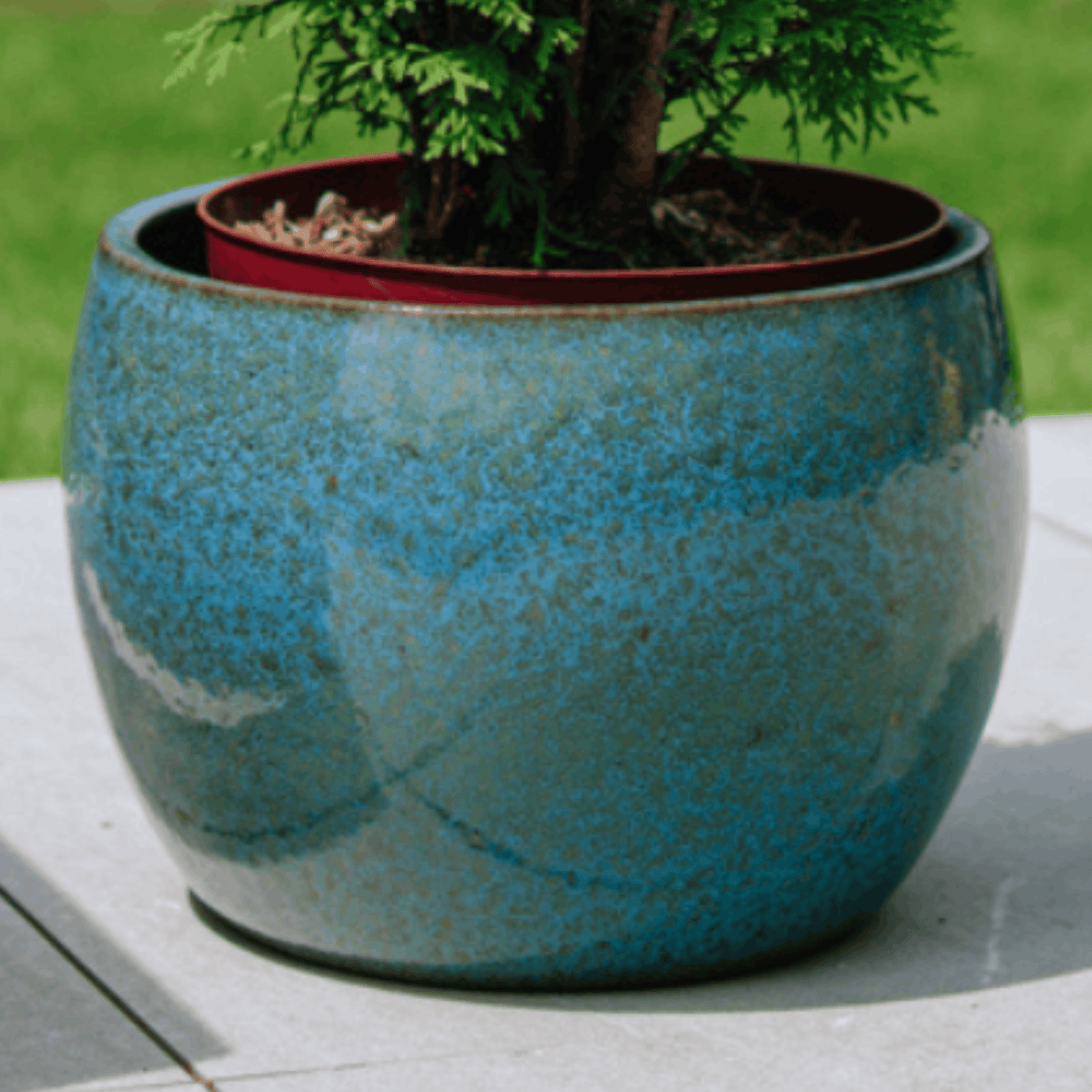 Planter ROMULUS 55x38cm iron blue Provencelia