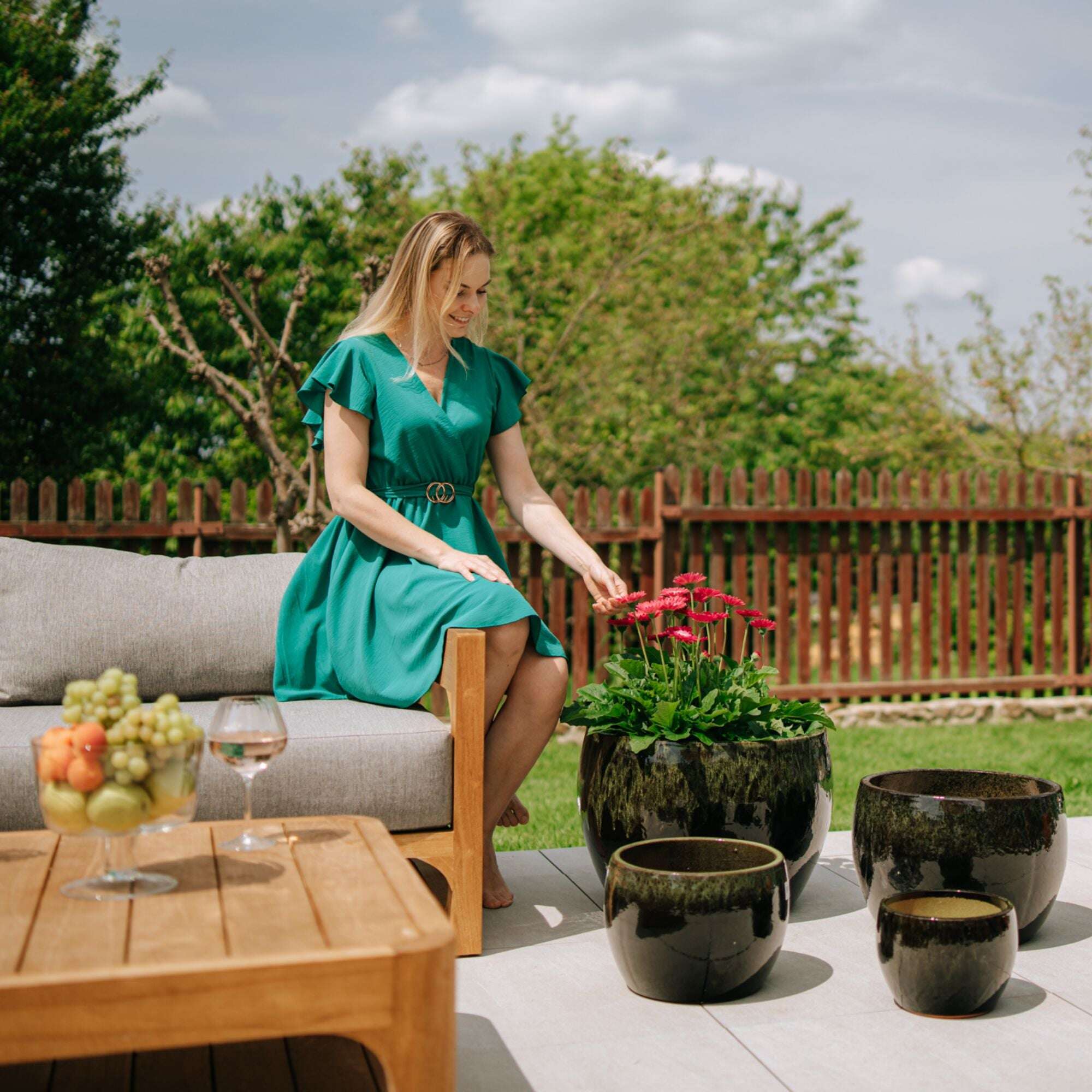 Pot ROMULUS 55x38cm noir & vert Provencelia