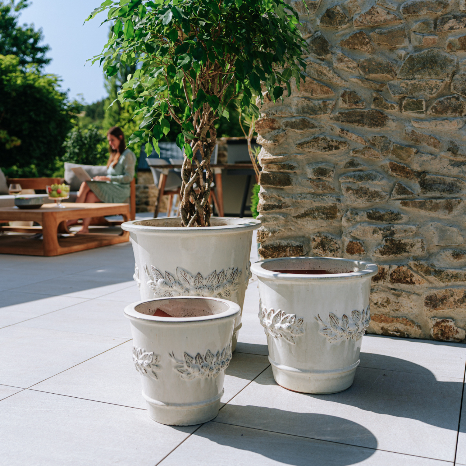 Pot ROUSSEAU 39x39cm crème Provencelia