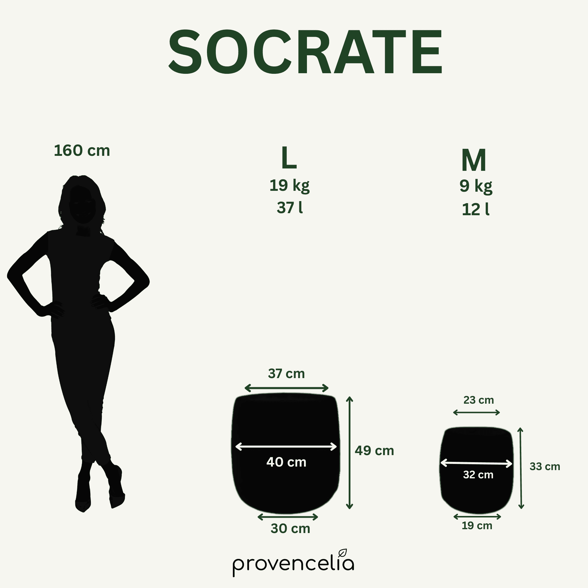 Pot SOCRATE 40x49cm noir & vert Provencelia