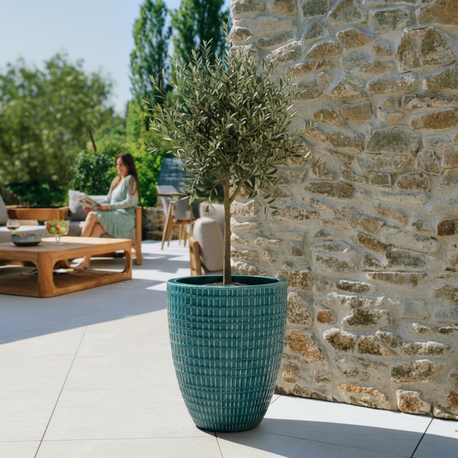 Pot VERNE 41x55cm turquoise Provencelia