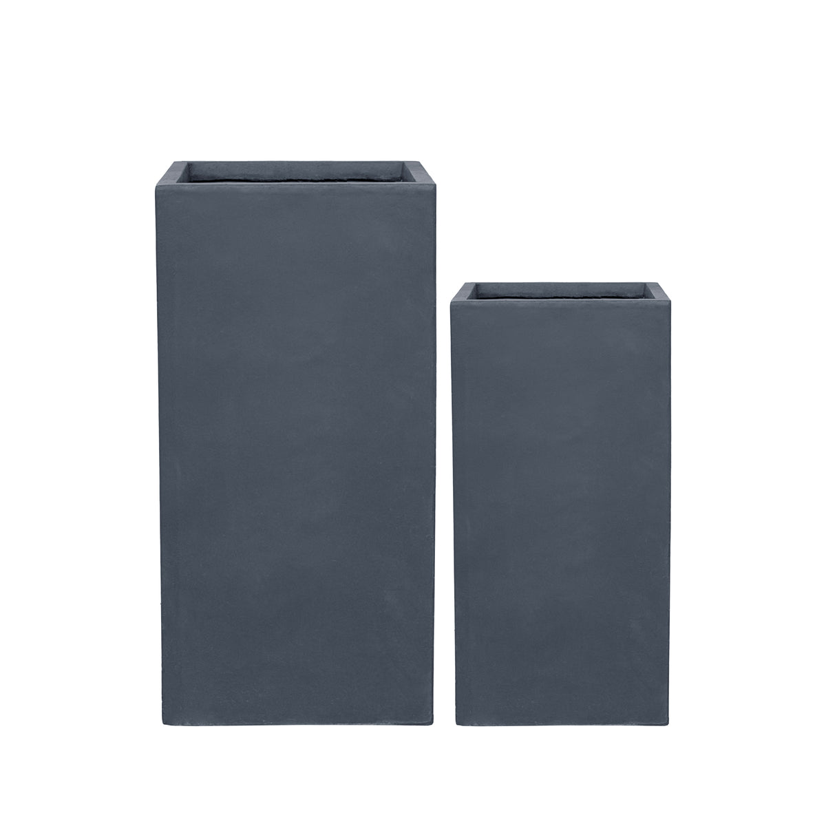 Portavaso preforato Kubix rettangolare grigio scuro in calcestruzzo fibrorinforzato, con due formati di altezza
