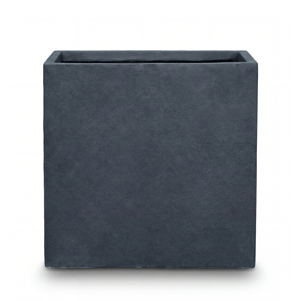 Portavaso preforato Kubix rettangolare 60x60 cm grigio scuro in calcestruzzo fibrorinforzato, vista frontale su fondo bianco