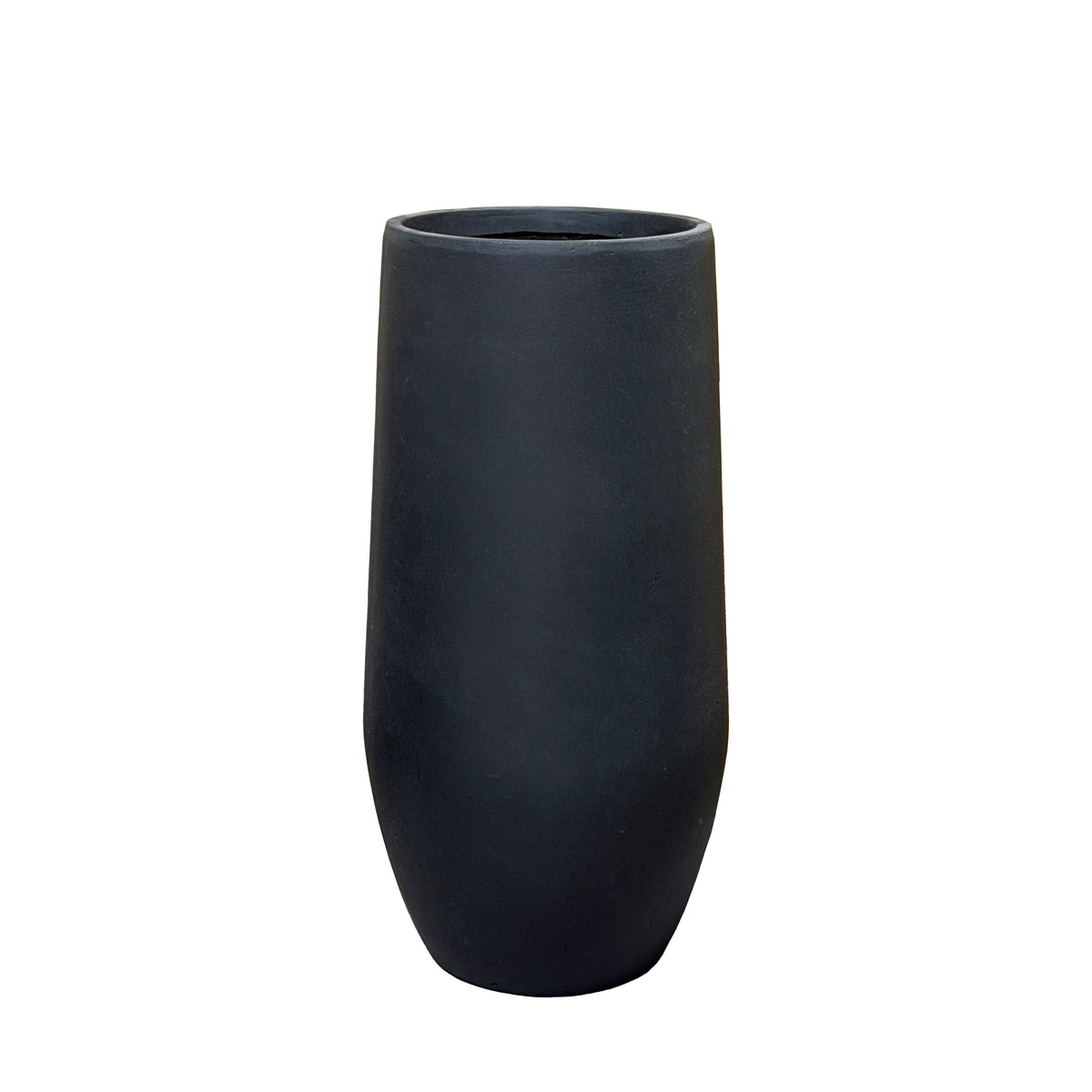 Portavaso preforato ZENITH 40x80 cm nero opaco in calcestruzzo fibrorinforzato, vista frontale su sfondo bianco