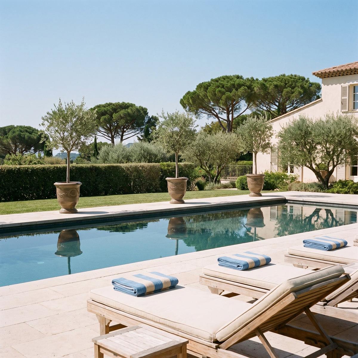 Vaso Richelieu con piedistallo 46x56 cm Bronzo sabbiato in ceramica smaltata, allineati a bordo piscina