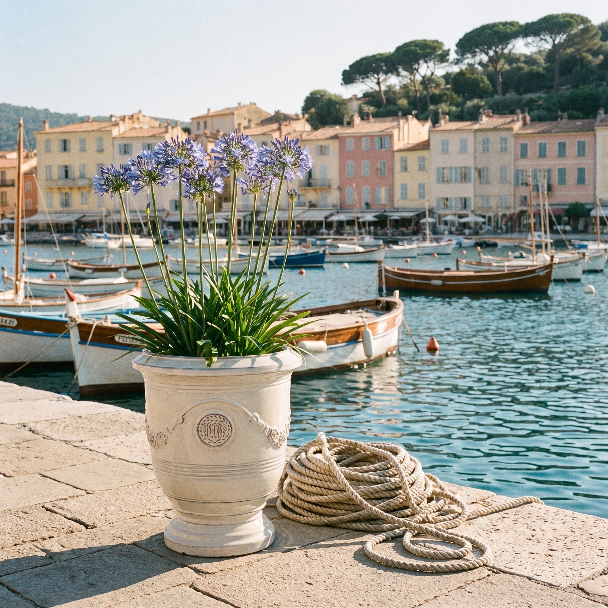 Provencelia RICHELIEU – glazed ceramic outdoor planter, Cream, XL 46 × 56 cm