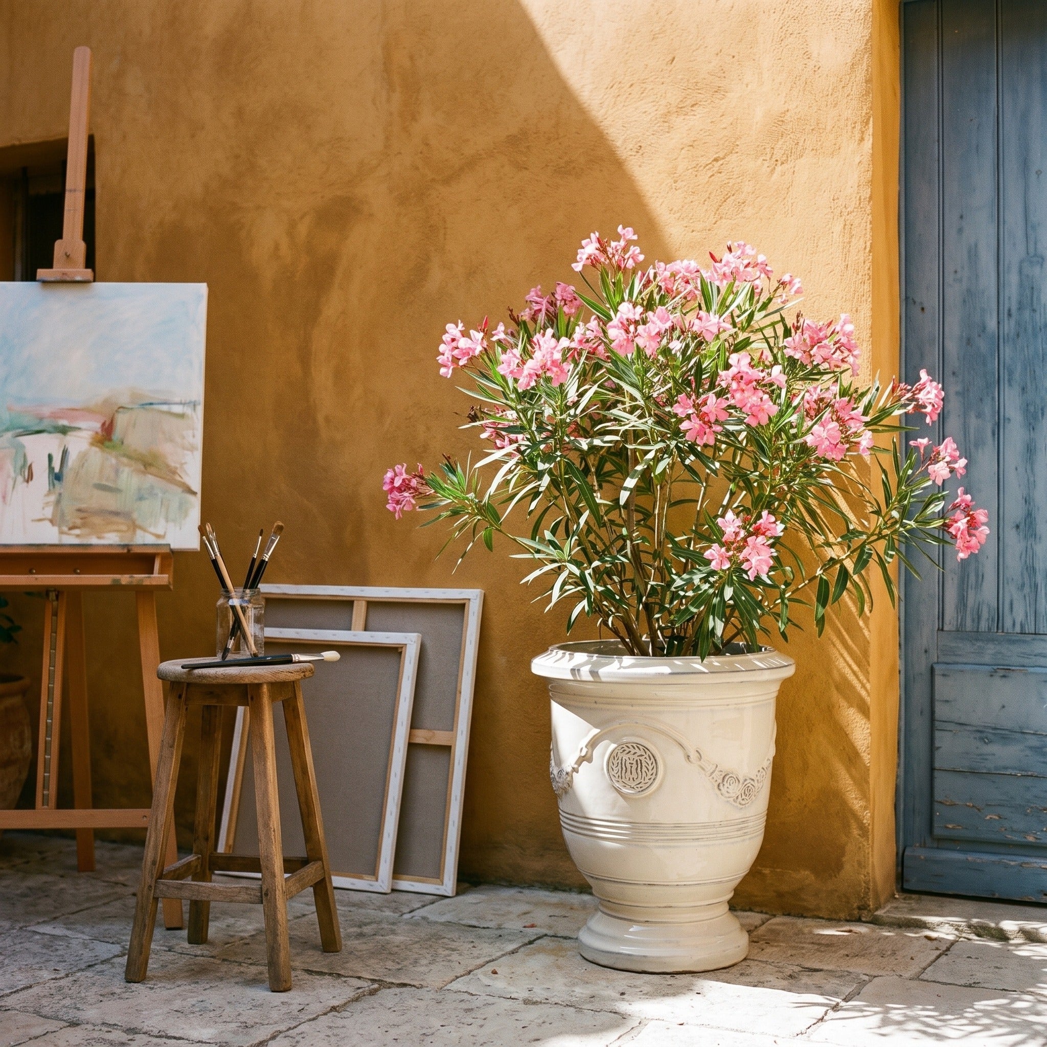 Provencelia RICHELIEU – glazed ceramic outdoor planter, Cream, XL 46 × 56 cm