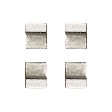 Cream 6 cm saucer, four pieces arranged in a square, top view