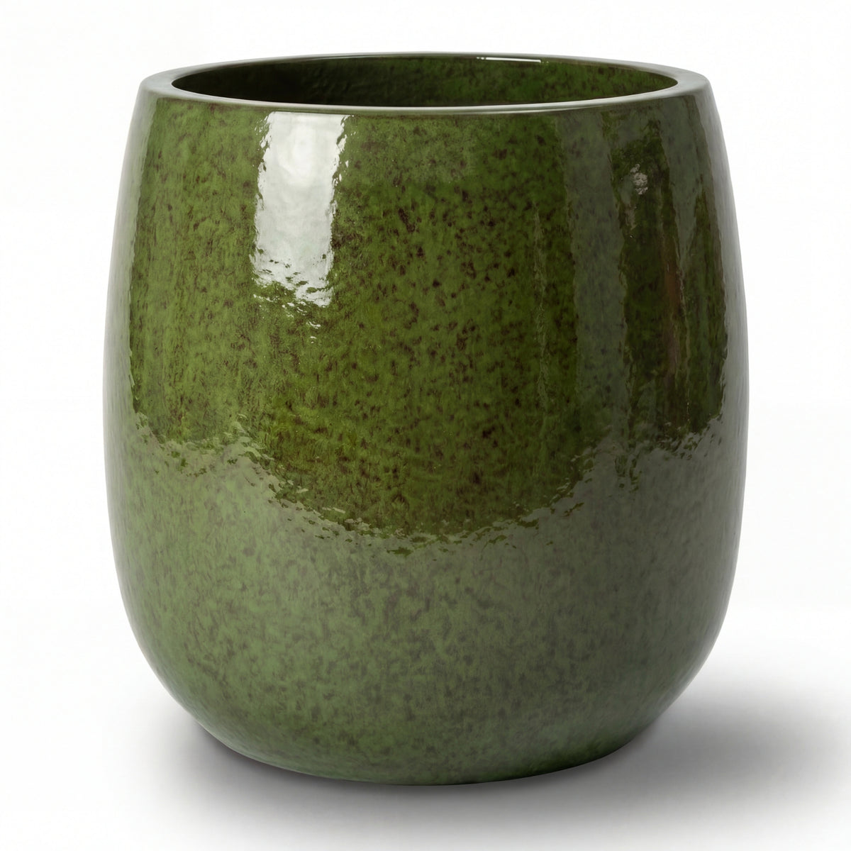 Pot Socrate rond 40x49 cm vert tropical en terre cuite émaillée, vue frontale sur fond blanc