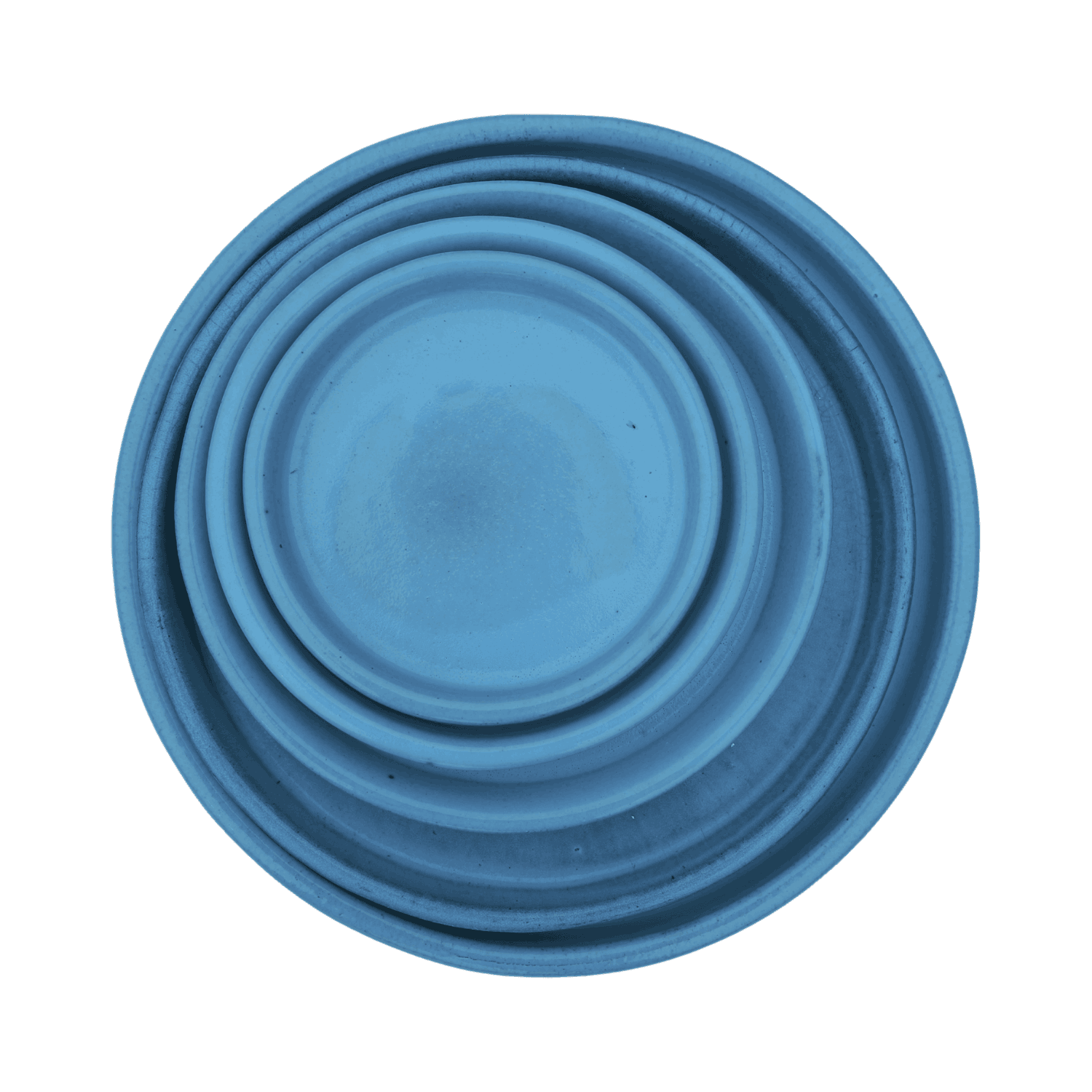 Soucoupe 24cm bleu azur faite à la main en terre cuite émaillée Provencelia