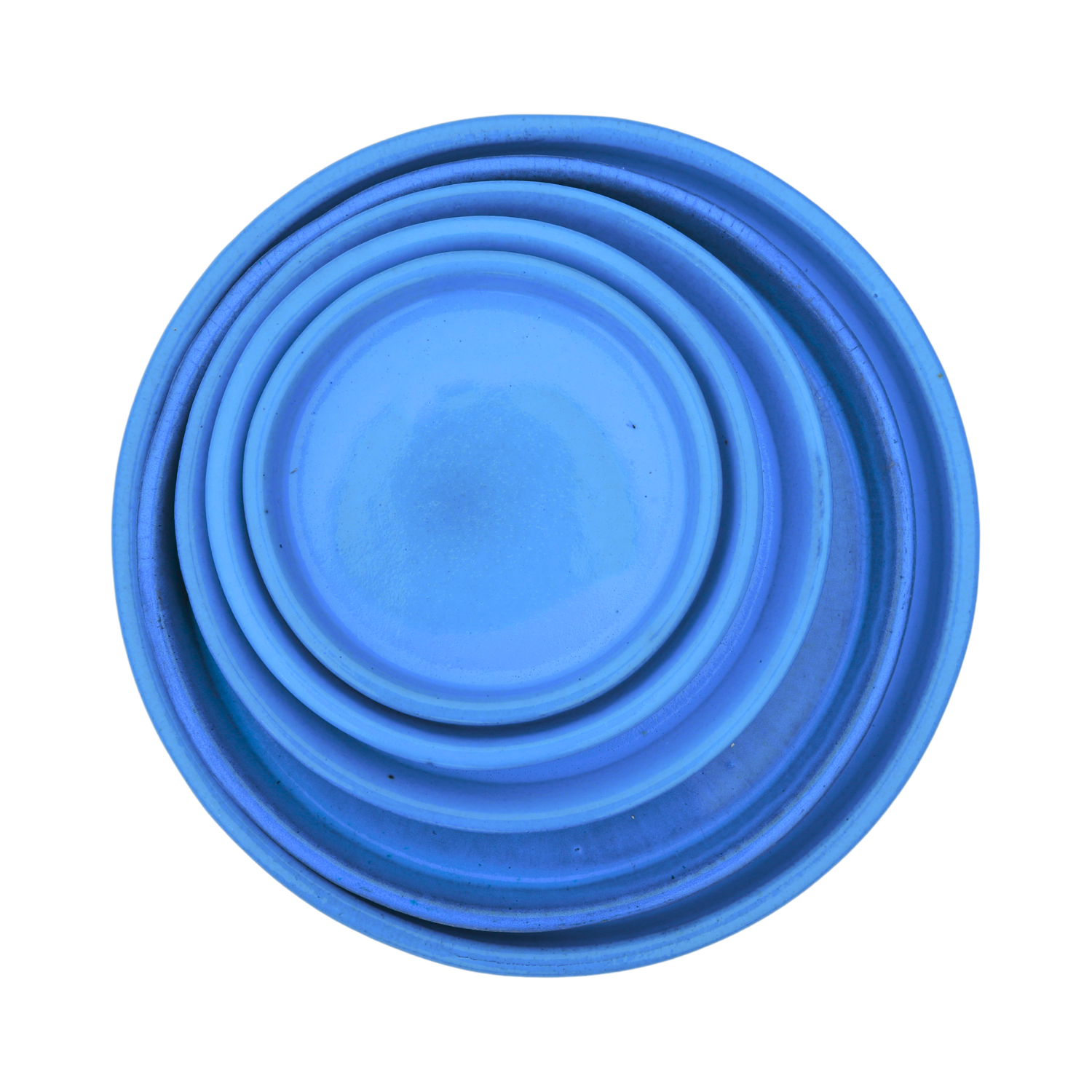 Soucoupe 28cm bleu outremer faite à la main en terre cuite émaillée Provencelia