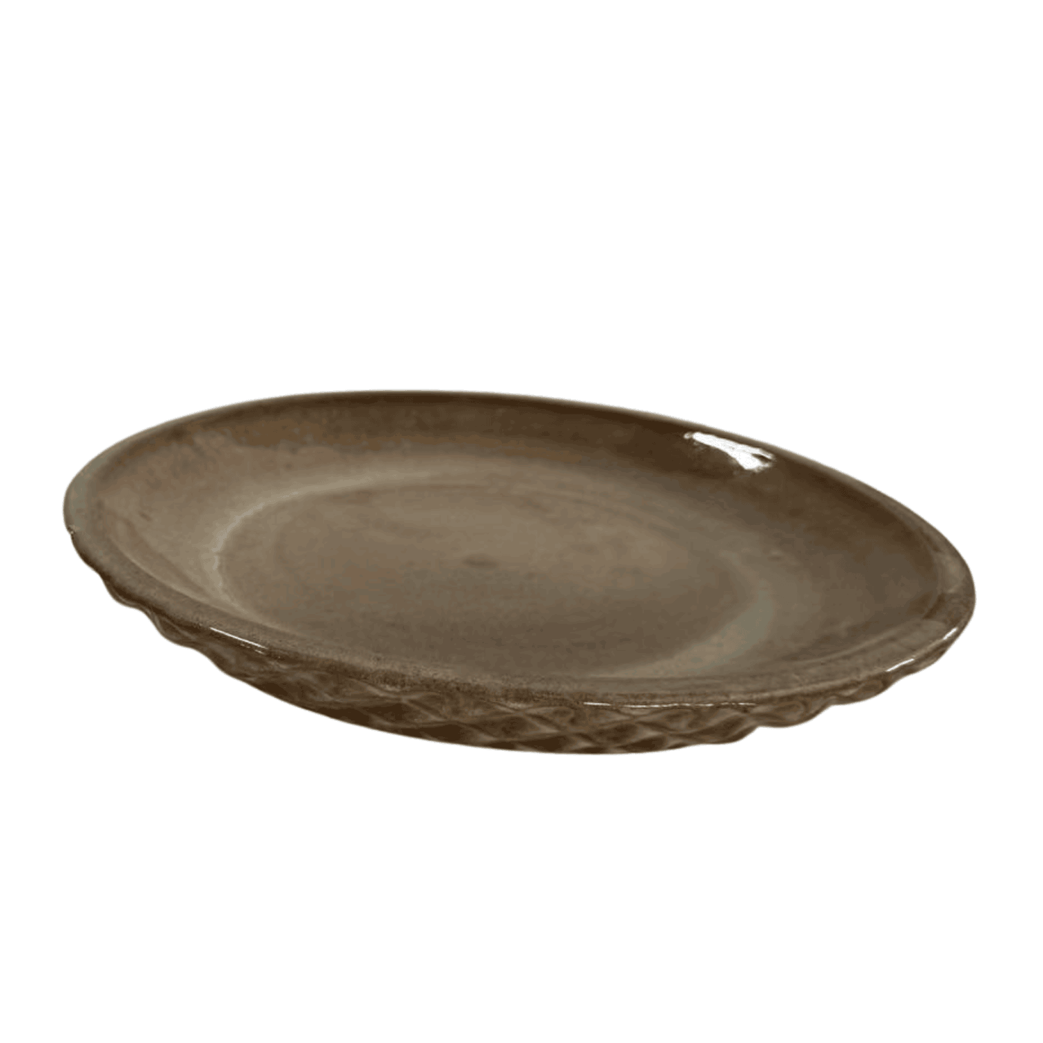Soucoupe 28cm bronze sablé faite à la main en terre cuite émaillée Provencelia
