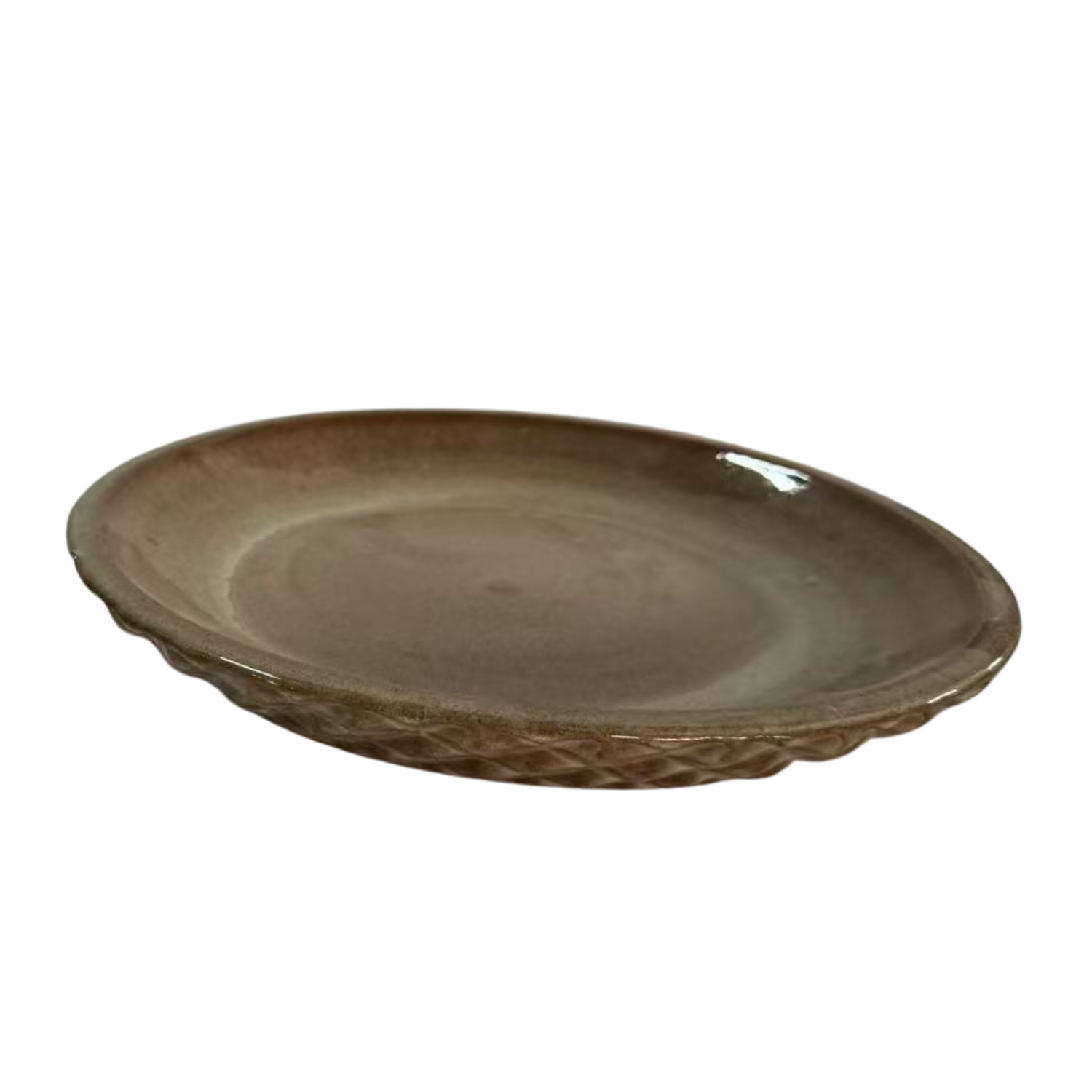 Soucoupe 28cm bronze sablé faite à la main en terre cuite émaillée Provencelia