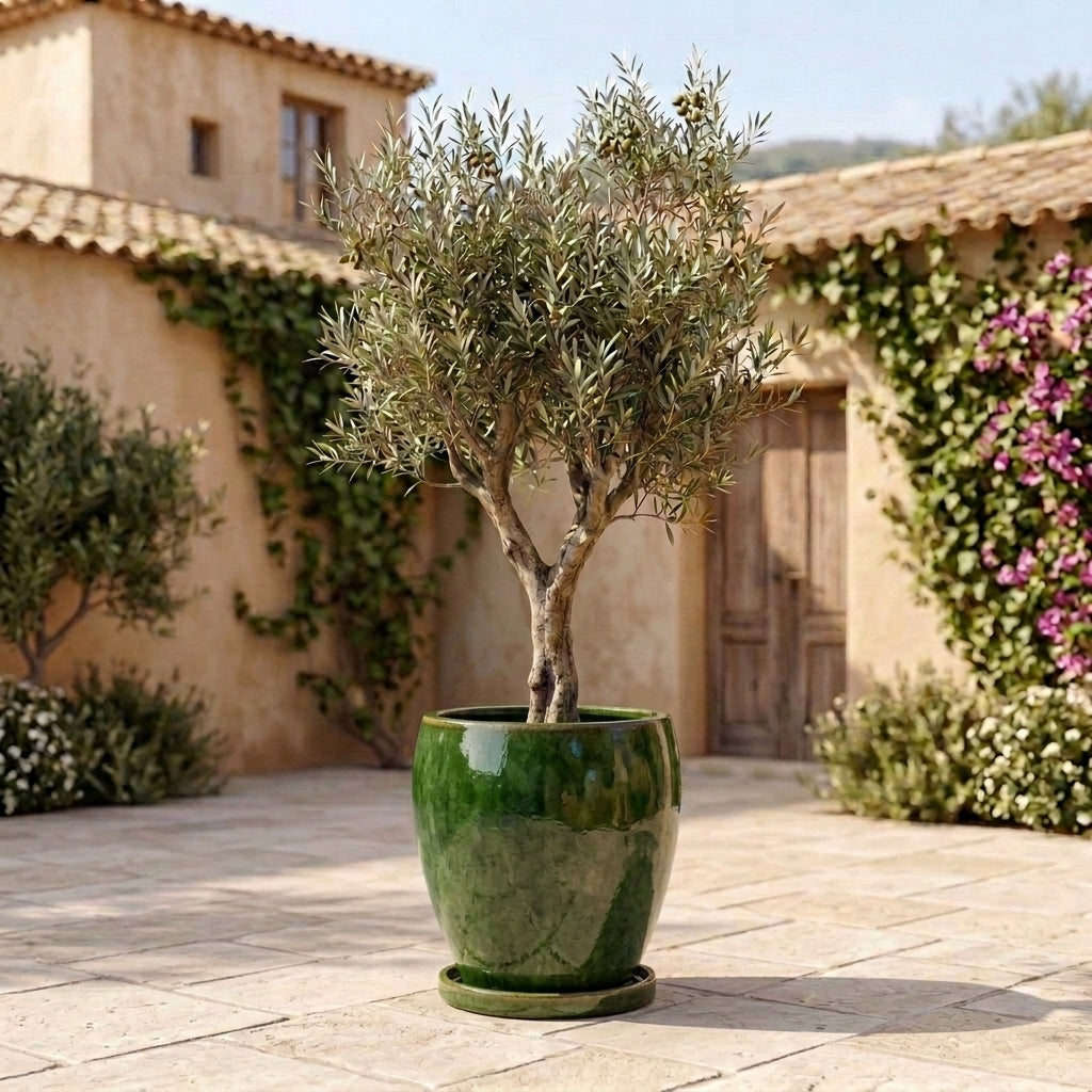 Sottovaso in ceramica verde tropicale per vaso – resistente al gelo