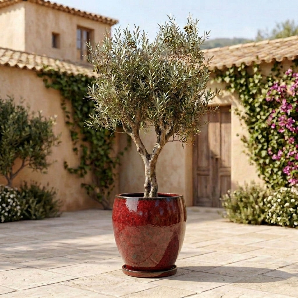 Sottovaso in ceramica rosso tropicale per vaso – resistente al gelo