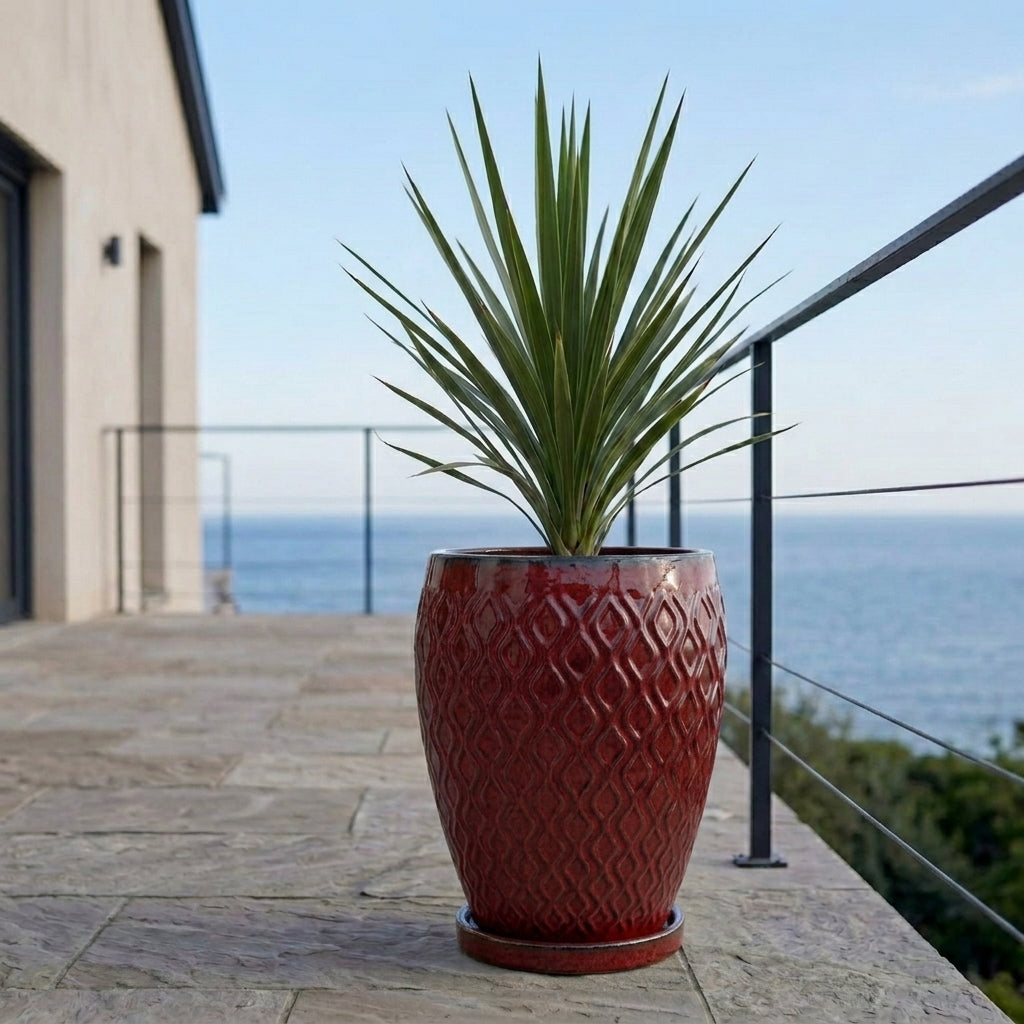 Sottovaso in ceramica rosso tropicale per vaso – resistente al gelo