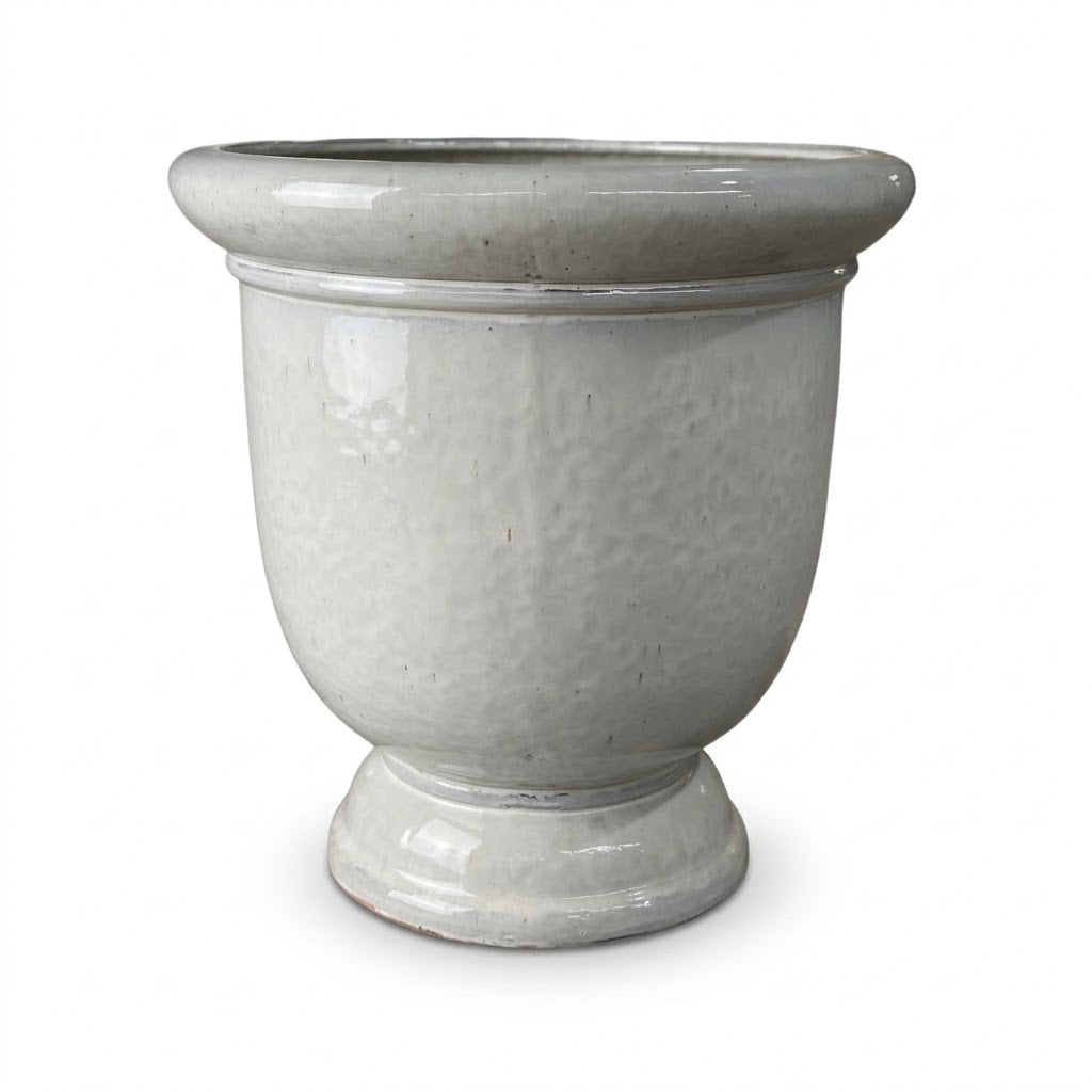 Vaso Titan 53x55 cm crema in ceramica smaltata, vista frontale su fondo bianco
