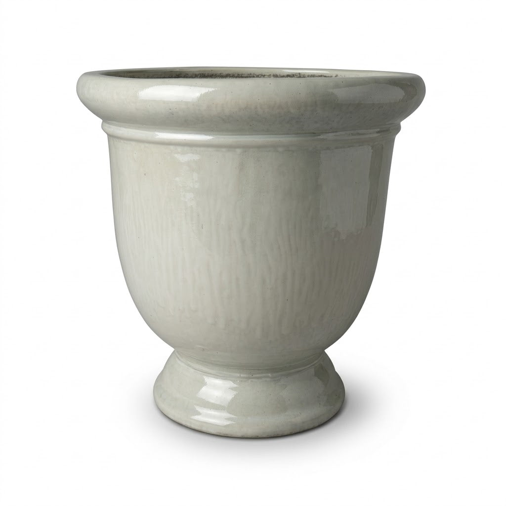 Vaso Titan 53x55 cm perla in ceramica smaltata, vista frontale su fondo bianco