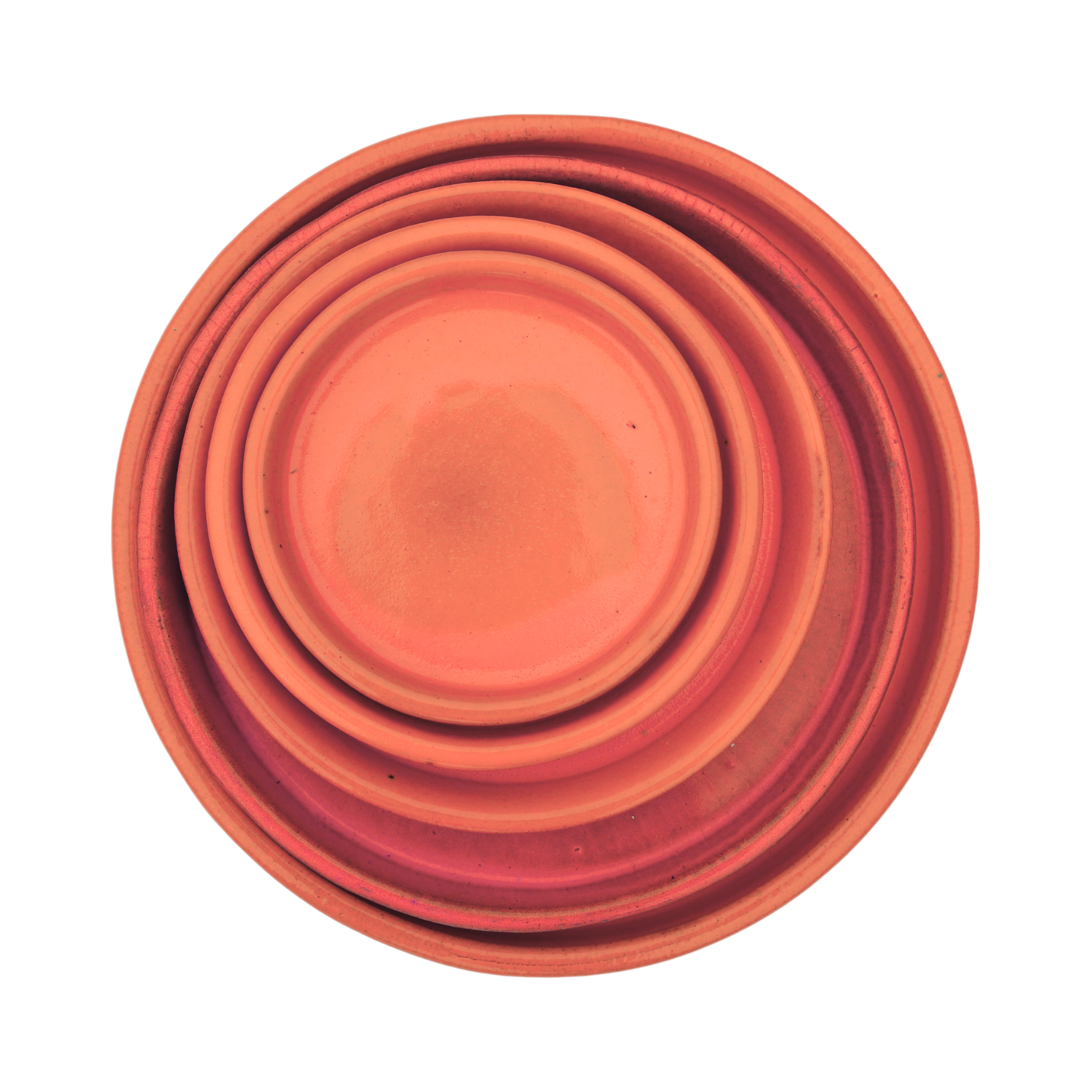 34cm tropical red saucer, handmade in glazed terracotta