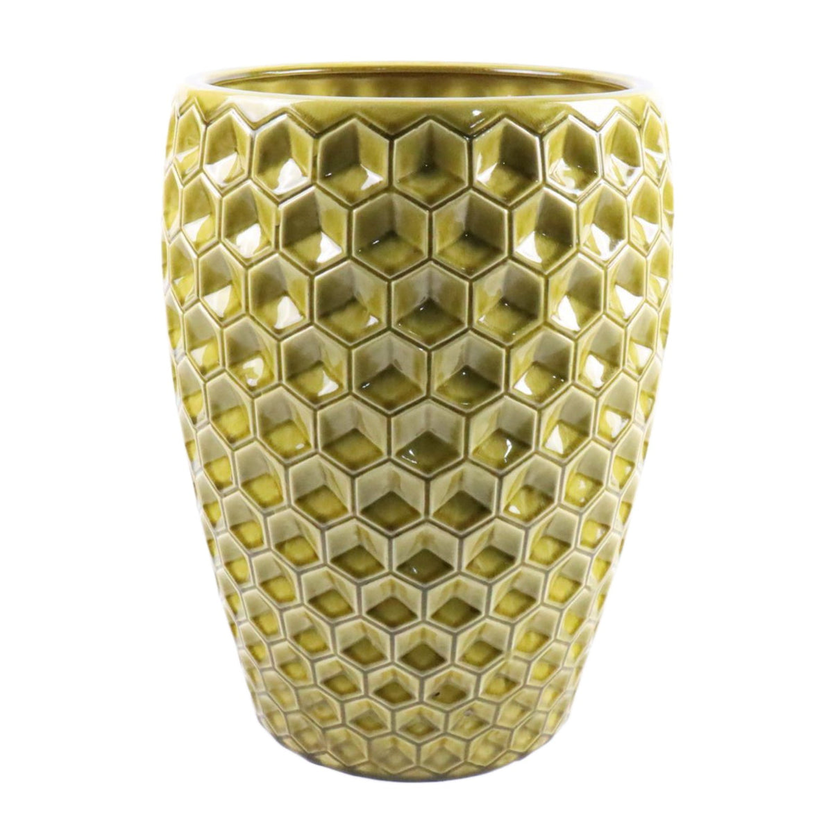 Pot Versailles décoratif 38x54 cm heliodore en terre cuite émaillée, vue de face fond blanc