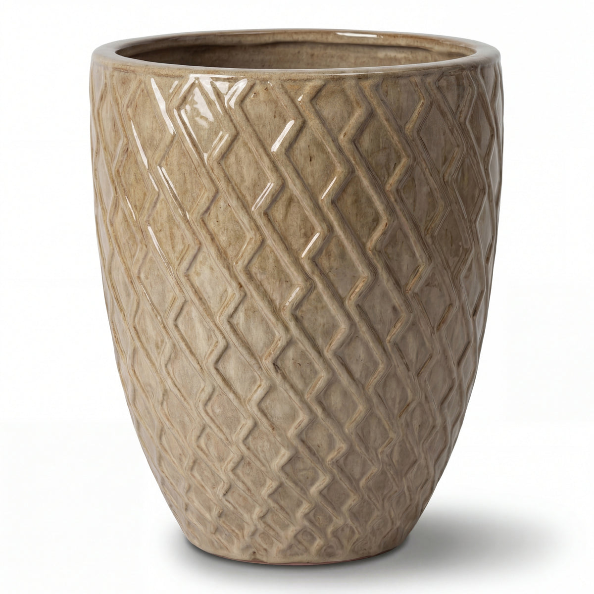 Pot Zeus décoratif 41x55 cm bronze sablé en terre cuite émaillée, vue de face sur fond blanc