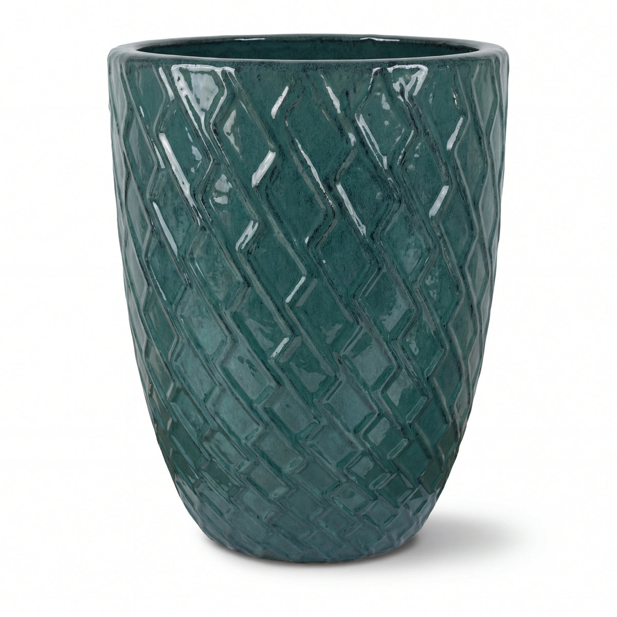 Vaso Zeus 42x54 cm Bruma di giada in ceramica smaltata, vista frontale su sfondo bianco