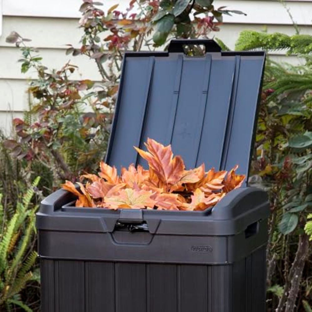 Baltimore Poubelle d'extérieur en plastique 125L, 87,4x41x41cm, Noir
