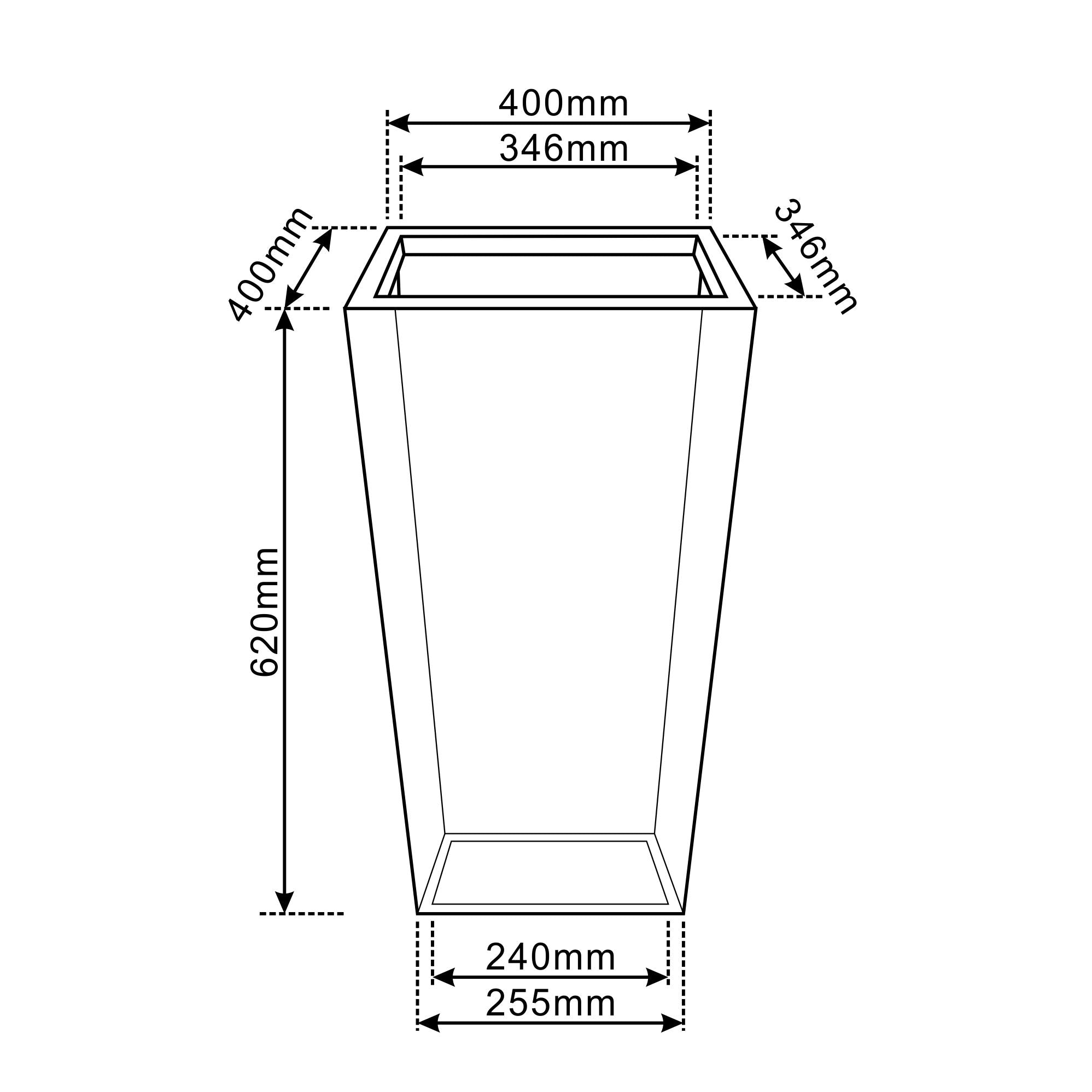 Cache-pot pré percé AERIS 40x62cm gris foncé