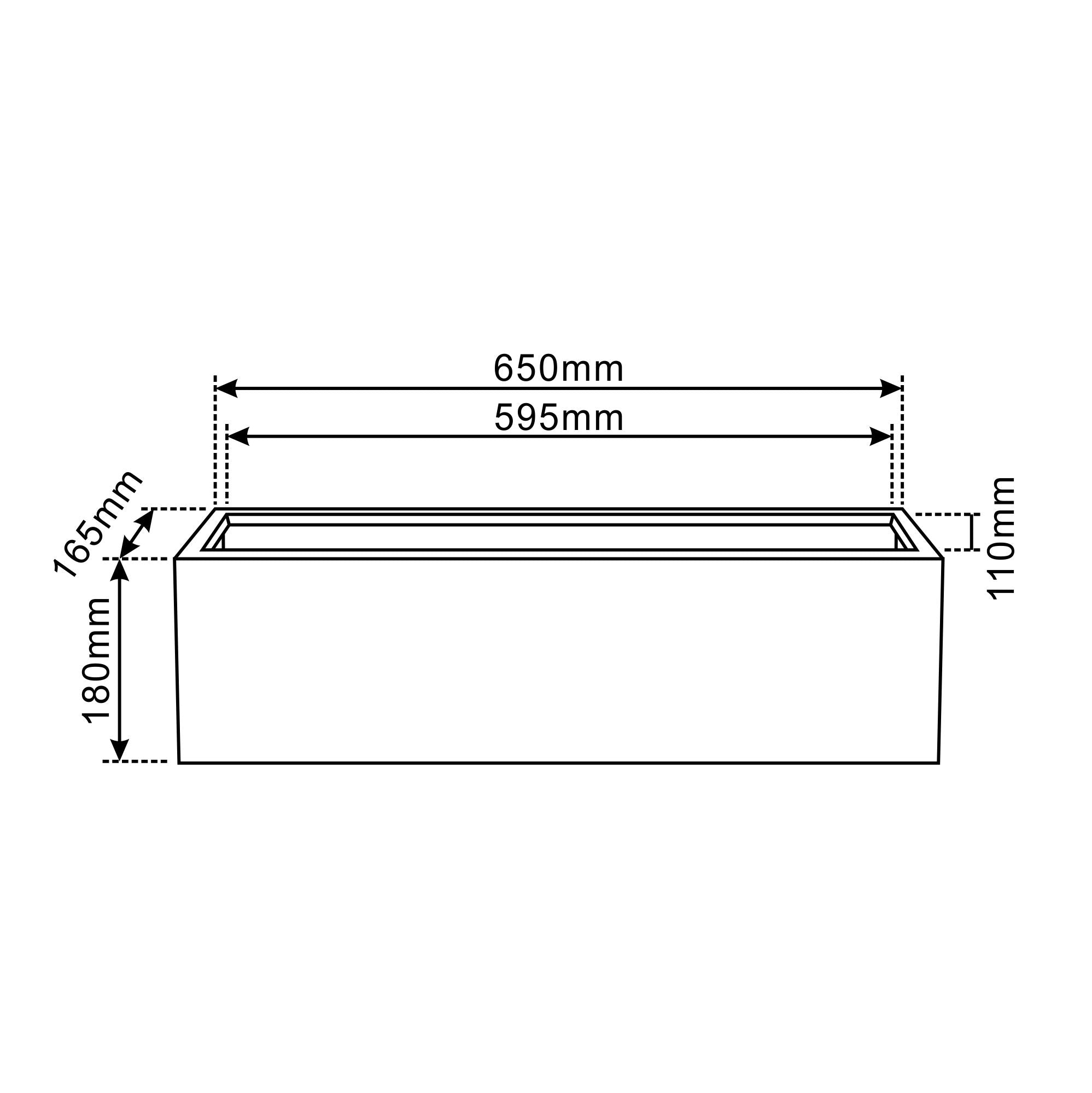 HORIZON planter 65x16x18cm dark grey