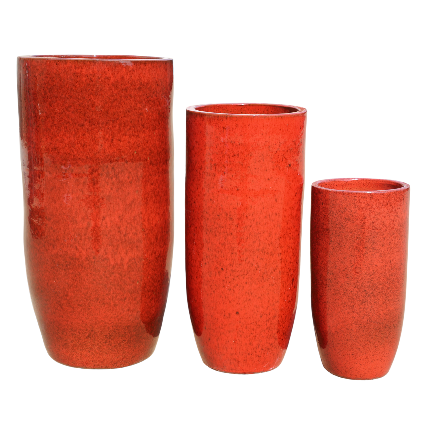 ATHENA 31x70 cm, pot grande taille d'extérieur fait main en terre cuite émaillée, résistant au gel, rouge tropical