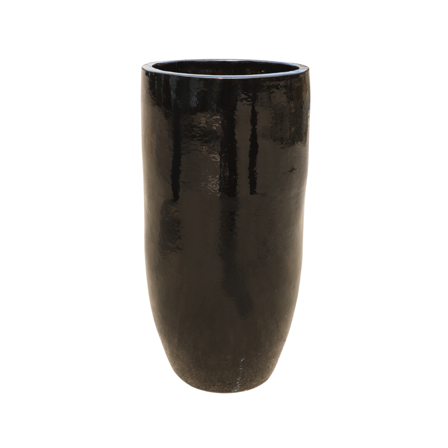ATHENA 25x50, large outdoor pot, handmade in glazed terracotta, frost-resistant, black