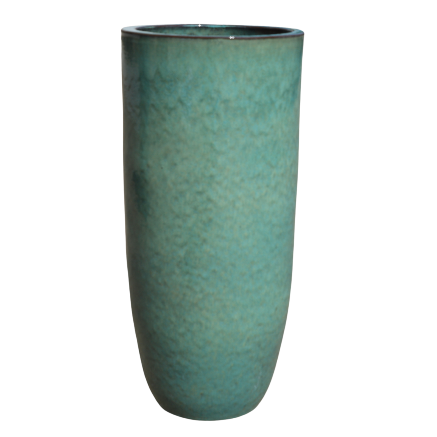 ATHENA 40x81 cm, pot grande taille d'extérieur fait main en terre cuite émaillée, résistant au gel, bleu azur