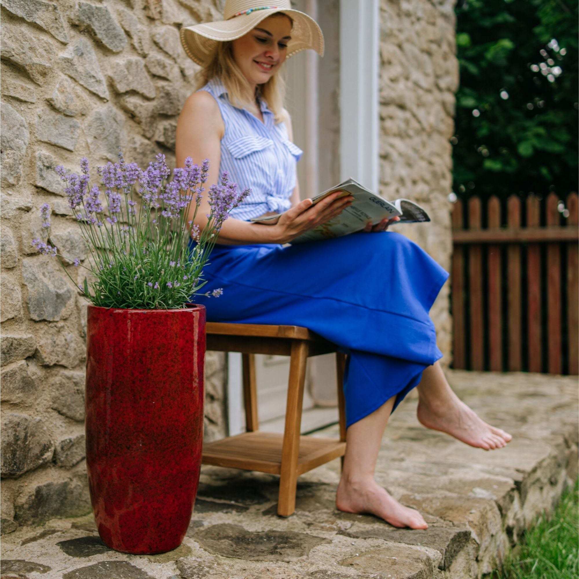 Pot ATHENA 25x50cm rouge tropical