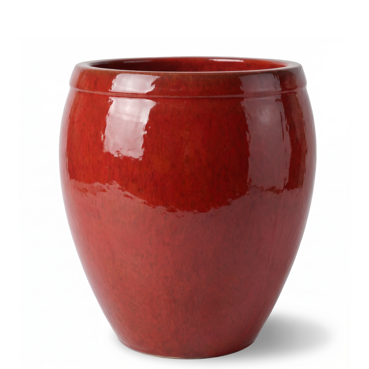 Pot ATLAS décoratif 52x58 cm rouge tropical en terre cuite émaillée, vue de face sur fond blanc