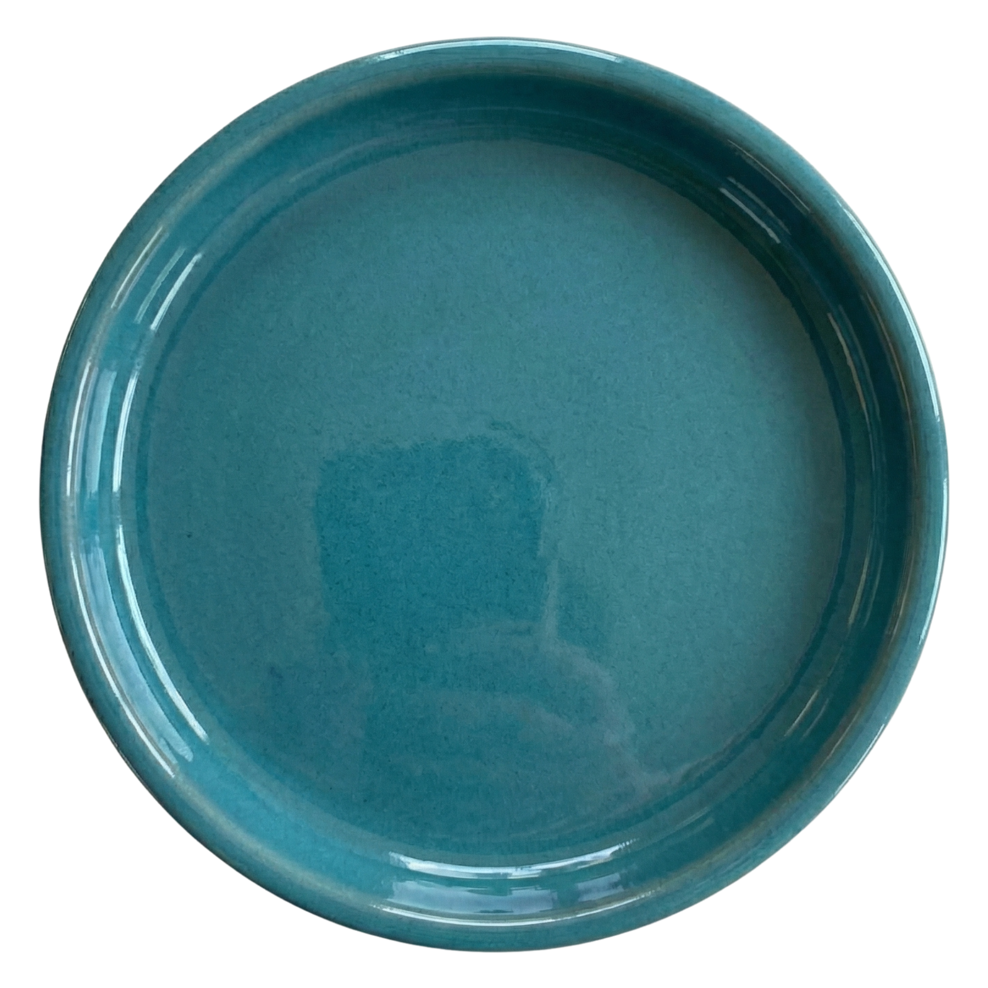Handgemaakte schotel 40cm in petrolblauw geglazuurd terracotta