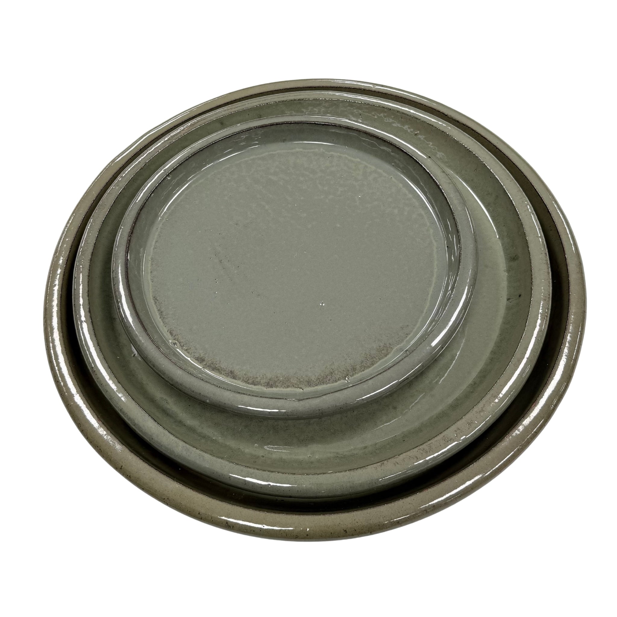 Round saucer 43cm cream green