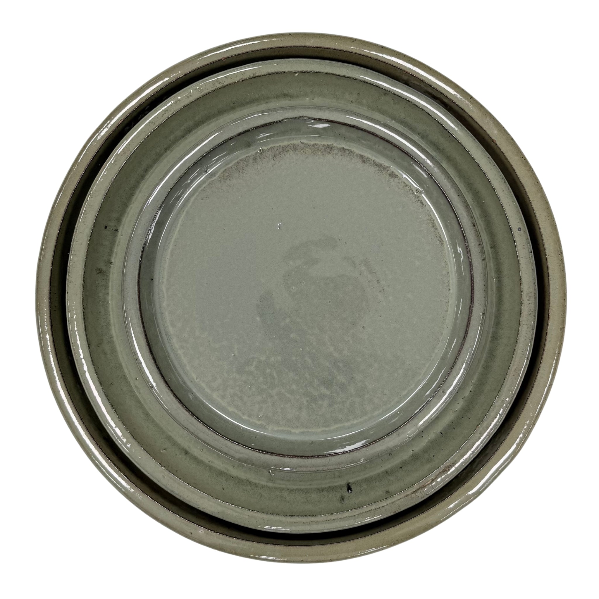 Round saucer 43cm cream green