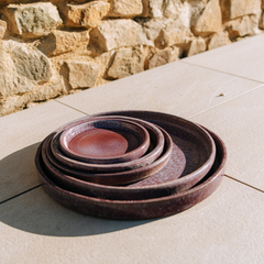 Sottovaso 40cm viola chiaro fatto a mano in terracotta smaltata