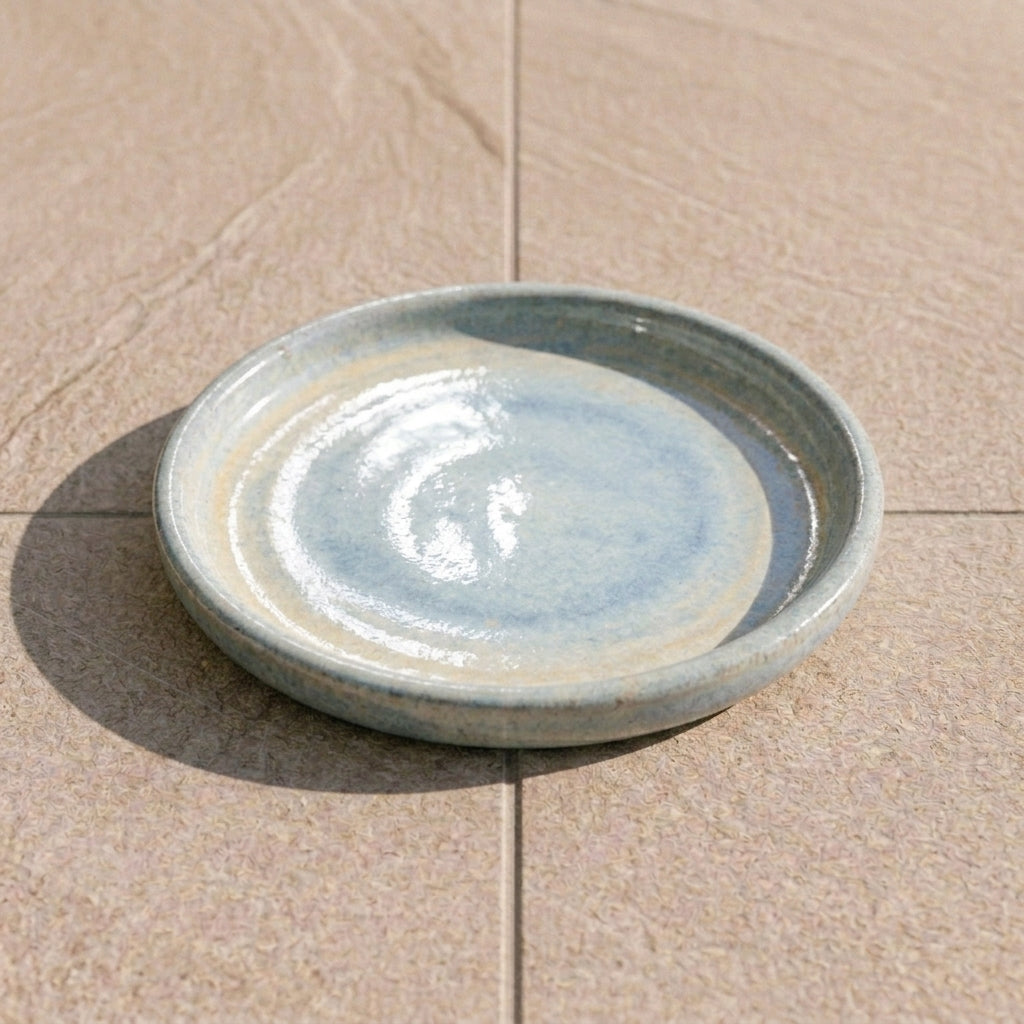 Pearl ceramic planter saucer – frost-resistant
