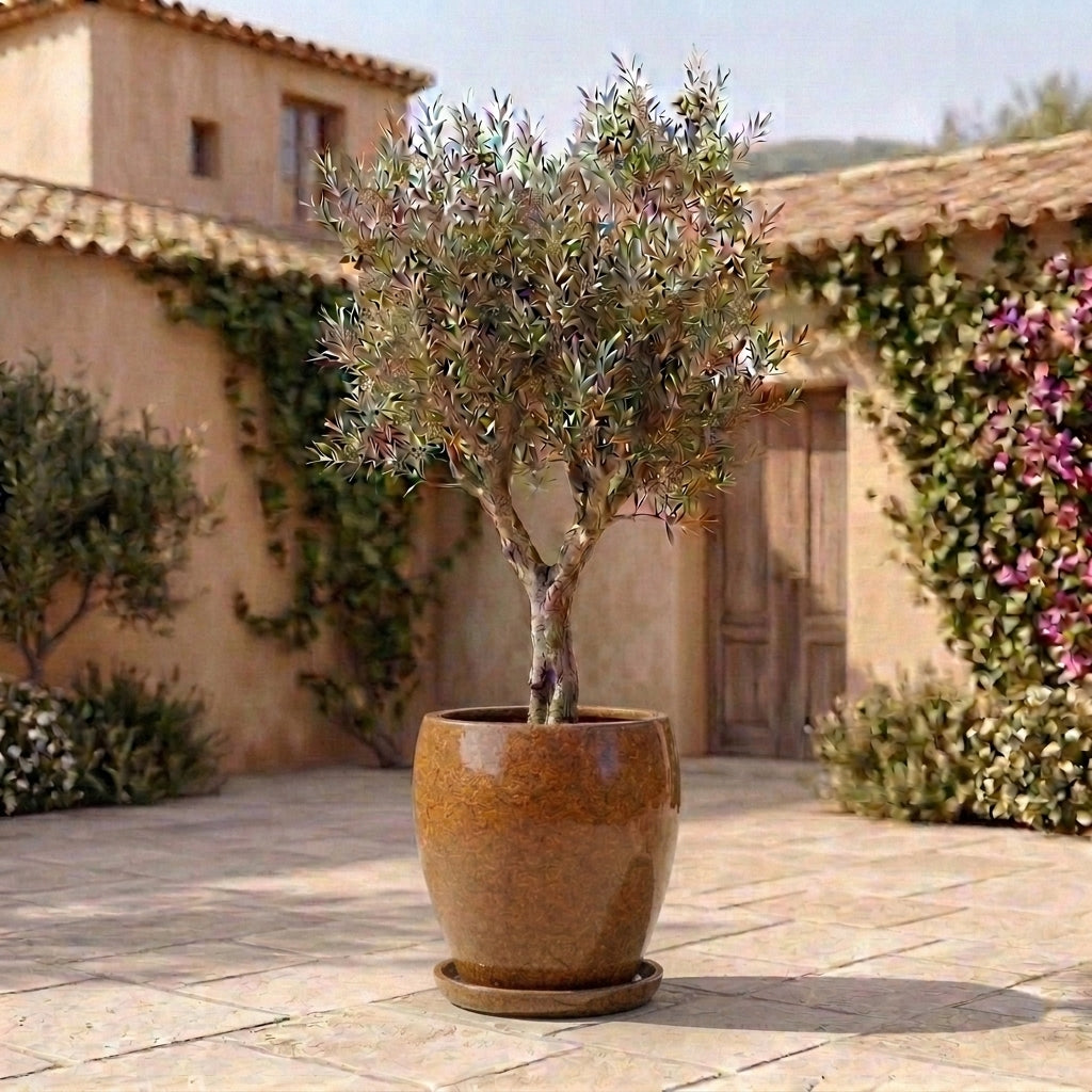 Desert yellow ceramic planter saucer – frost-resistant