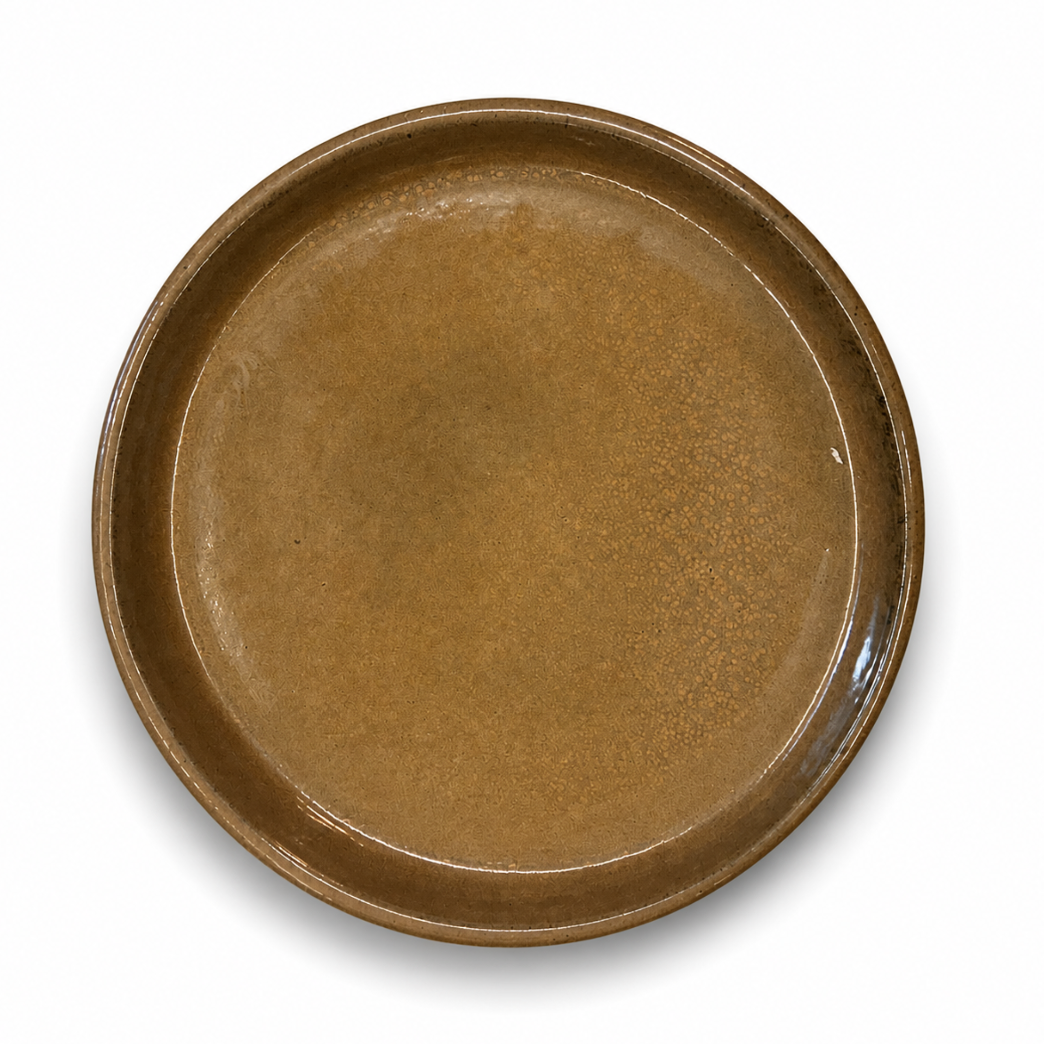 Round saucer 34cm amber honey