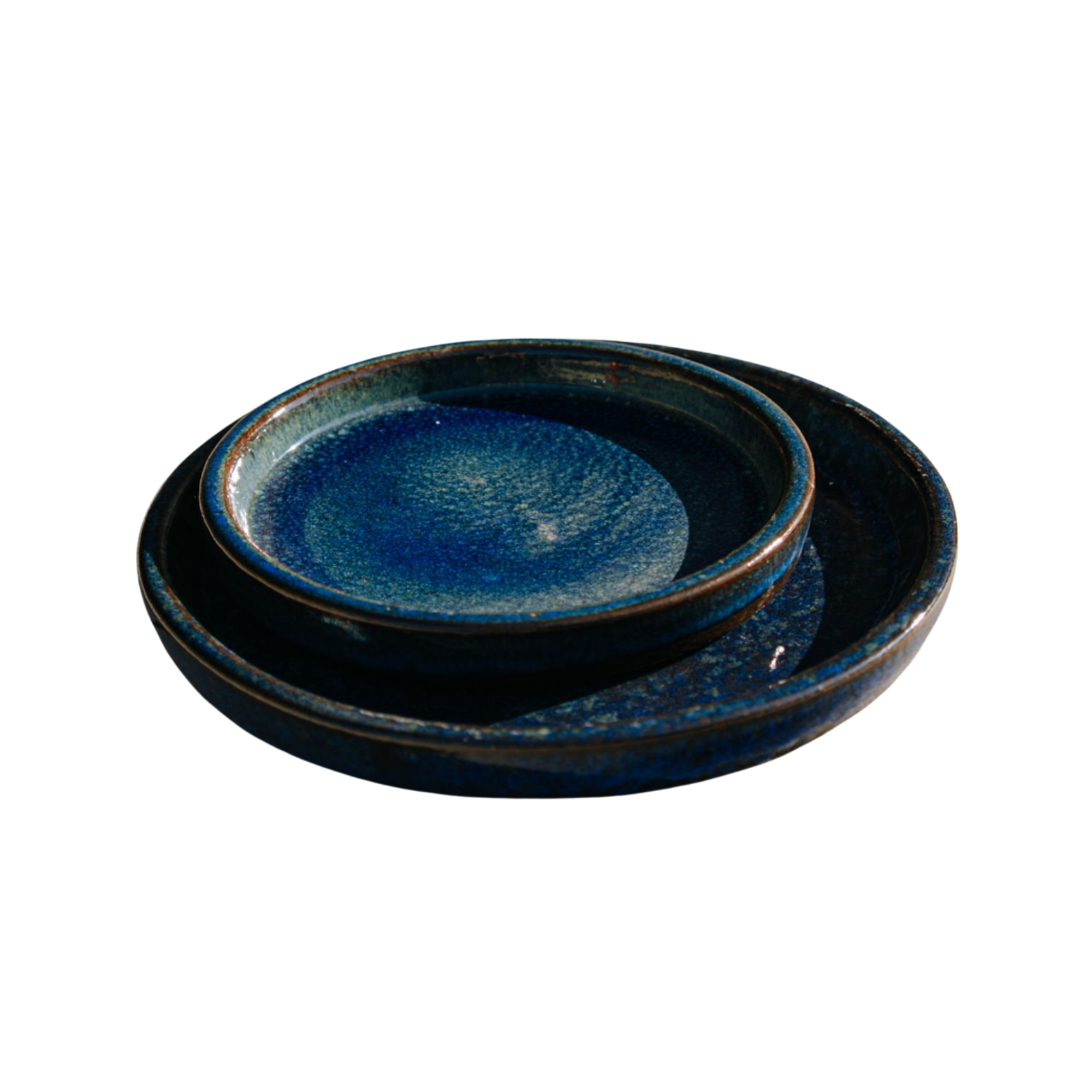 24cm ultramarine blue saucer handmade in glazed terracotta
