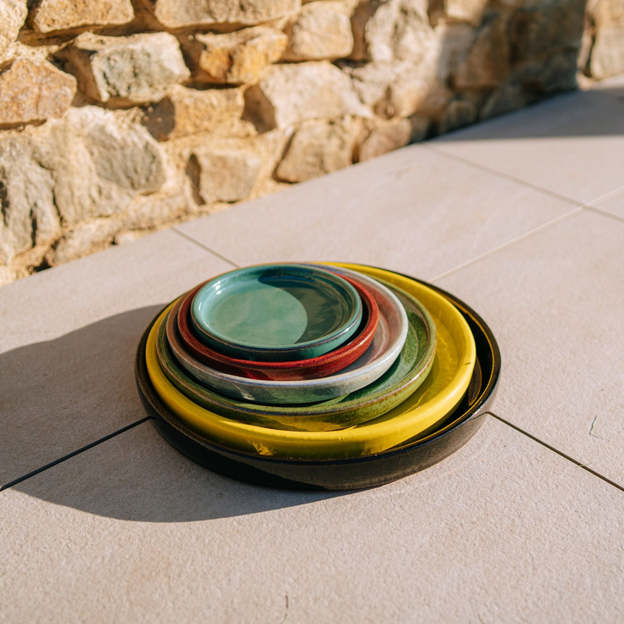 21cm steel blue saucer handmade in glazed terracotta
