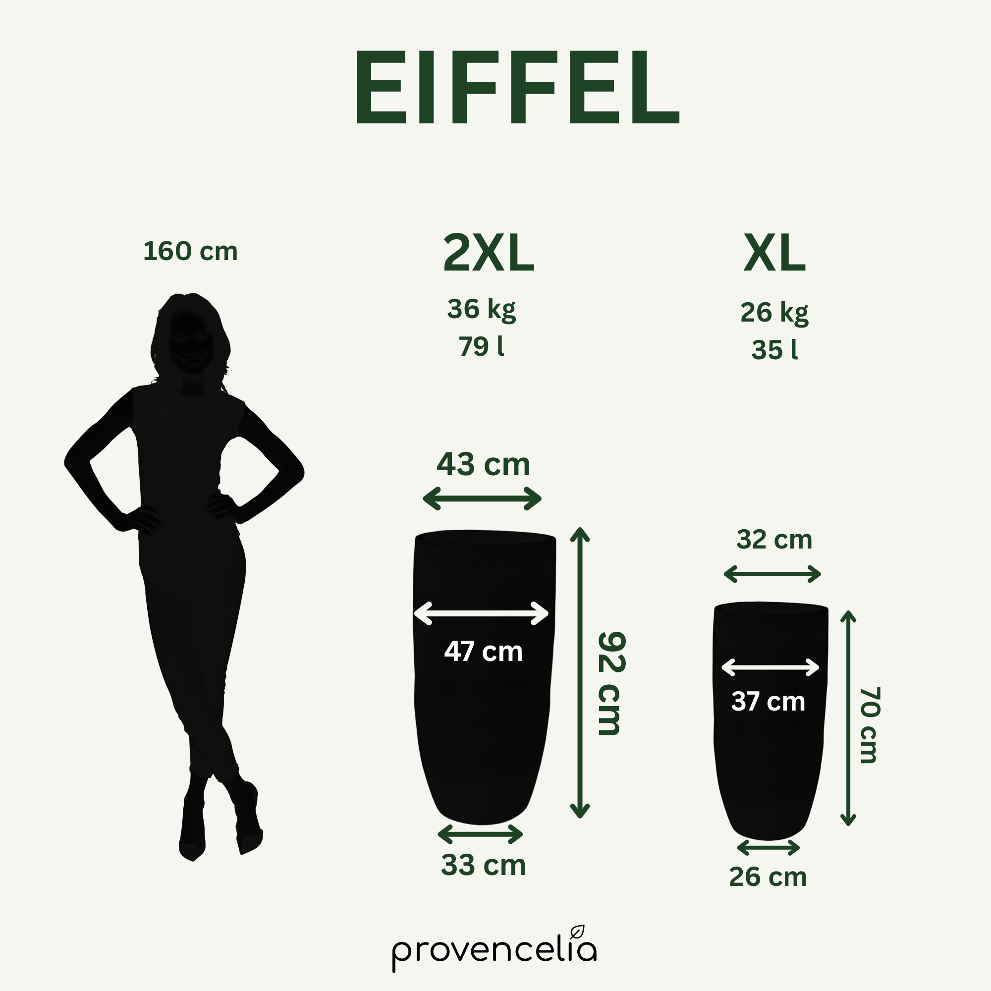 Pot EIFFEL 37x70cm vert profond