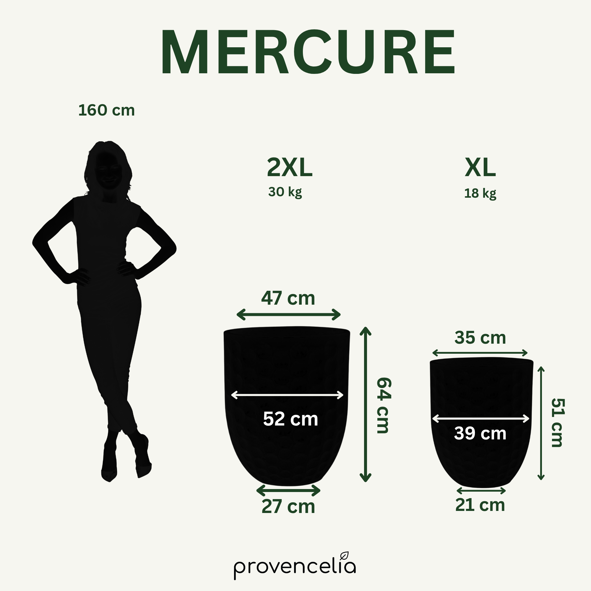 MERCURE Pot 51x64cm deep green