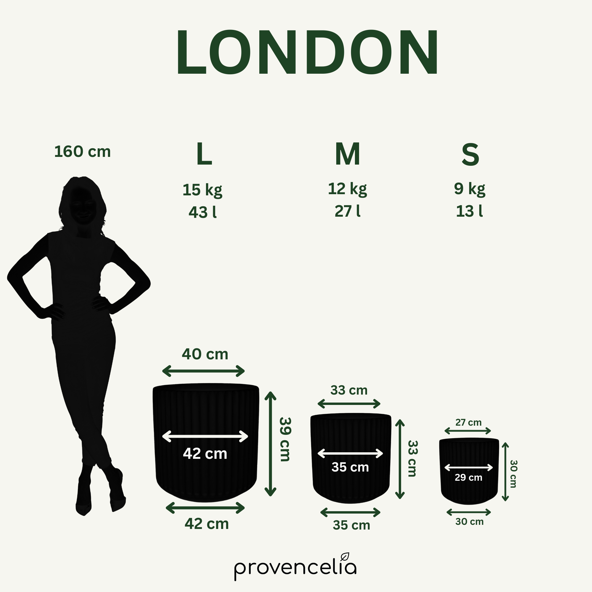 Pot LONDON 42x39cm vert-de-gris